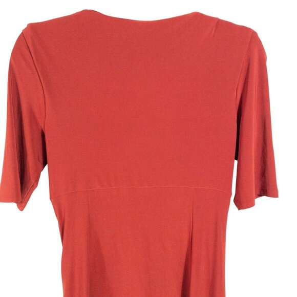 Ralph Lauren Red Ruched Midi Dress With Surplice Neckline SZ 10 M Dinner Party - Picture 4 of 9